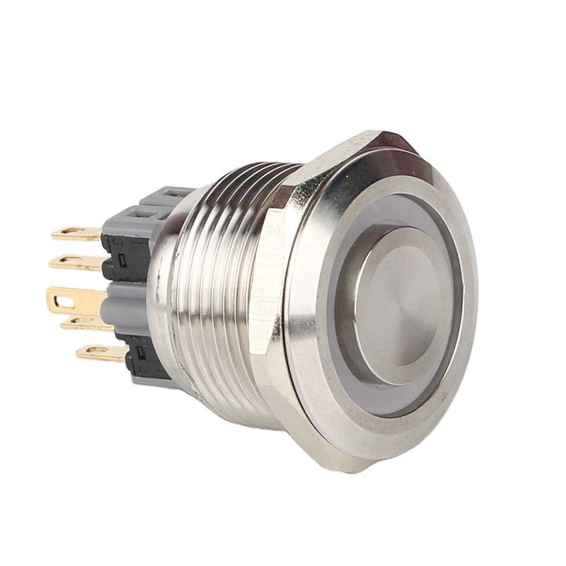 Sakelar Tombol Tekan Logam Menyala 28mm LED Tipe Cincin Bulat 500V