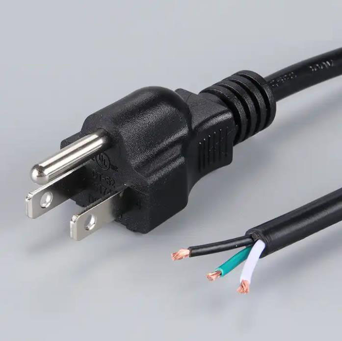 Kabel Daya AC Jepang 300V Kabel Daya Ekstensi Tiga Steker 3 Inti 18 Awg