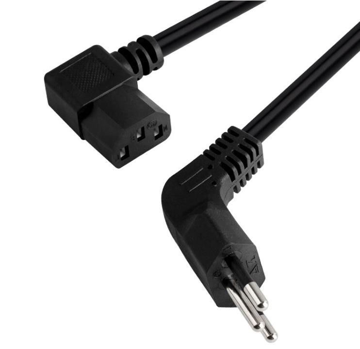 C13 Brazil Kabel Listrik AC Sudut Kanan Kabel Steker Listrik 90 Derajat