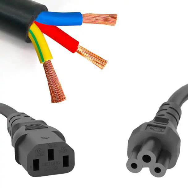 Pasang Kabel Listrik AC Eropa 250V Kabel Listrik IEC C13 Lurus Ringan