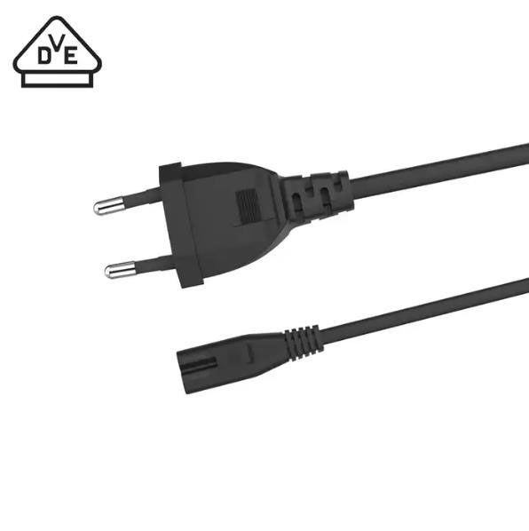 Kabel listrik AC EU yang fleksibel Kabel ekstensi listrik ringan 2 pin