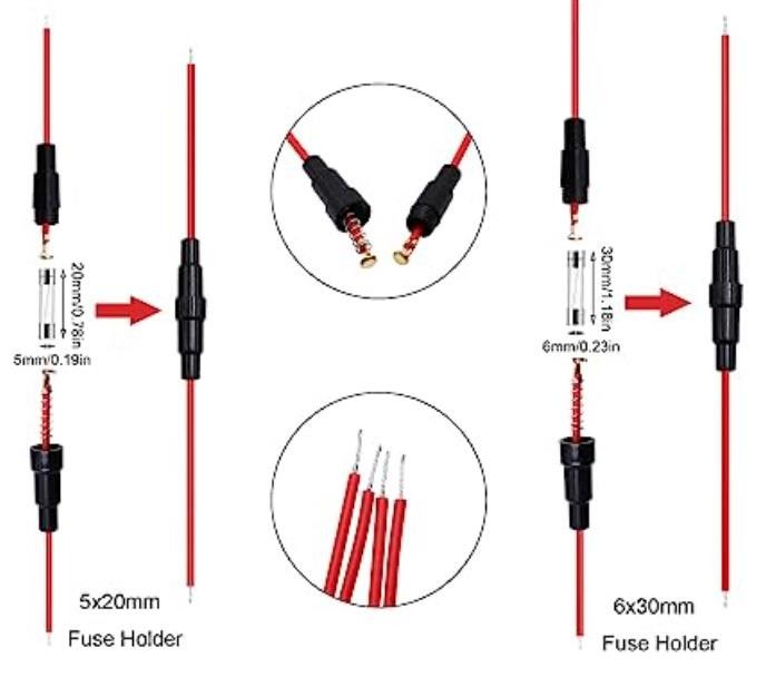 250VAC Inline Glass Fuse Holder Jenis Sekrup Untuk Peralatan Medis