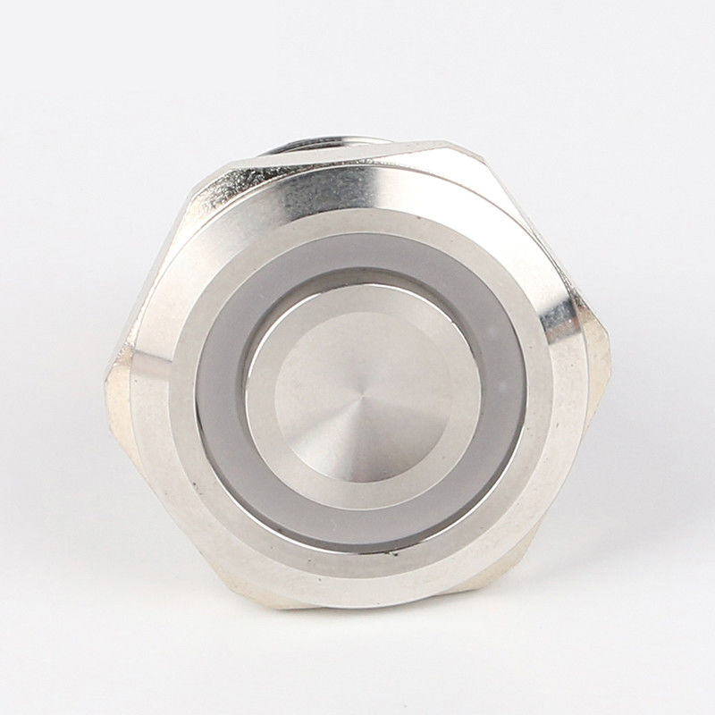 Sakelar Tombol Tekan Logam Menyala 28mm LED Tipe Cincin Bulat 500V