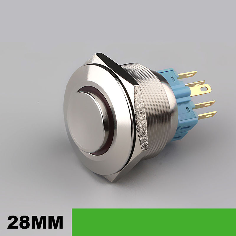 Sakelar Tombol Tekan Logam Menyala 28mm LED Tipe Cincin Bulat 500V