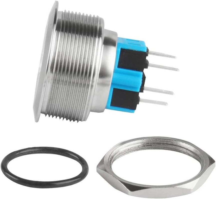 Sakelar Tombol Tekan Logam Hidup Mati LED Tipe Cincin Menyala 30mm