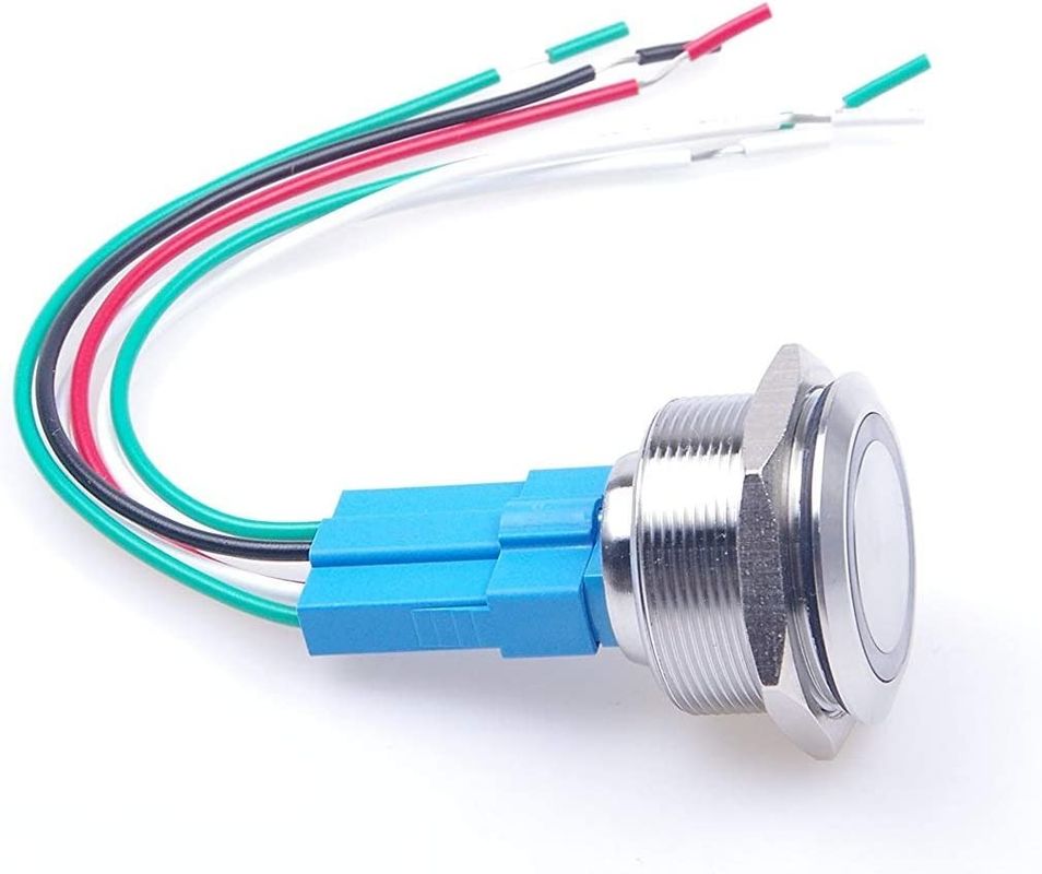 Sakelar Tombol Tekan Logam Hidup Mati LED Tipe Cincin Menyala 30mm