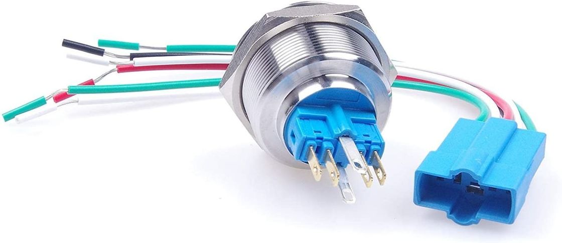 Sakelar Tombol Tekan Logam Hidup Mati LED Tipe Cincin Menyala 30mm