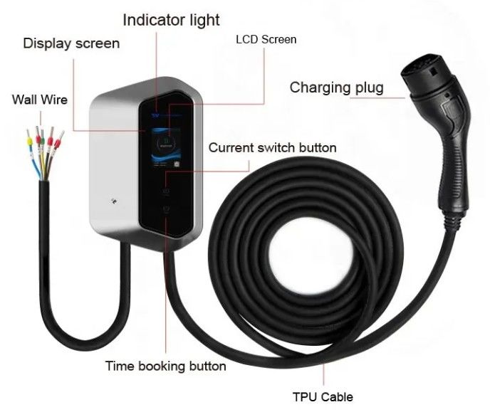 Tipe 2 AC 16A 32A Pengecas Cepat Stasiun Mobil Listrik 250-480v