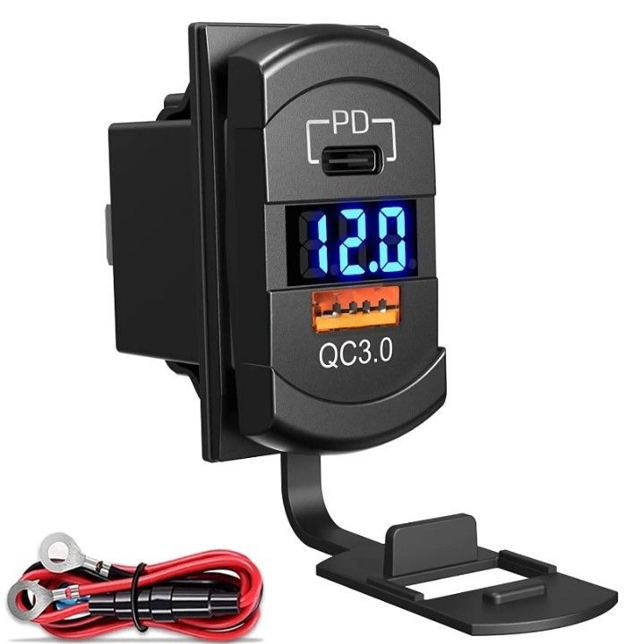 12v 24v USB Charger Rocker Switch Fast Charge Socket Waterproof Quick Dual Pd Qc3.0 Untuk Mobil Perahu
