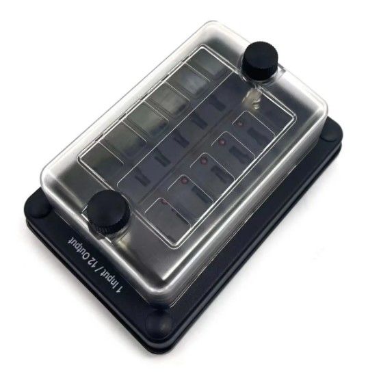 Auto ATO ATC Fuse Box Waterproof 12 Circuit Fuse Holder Sticker Label 12 In 12 Out Untuk Bus
