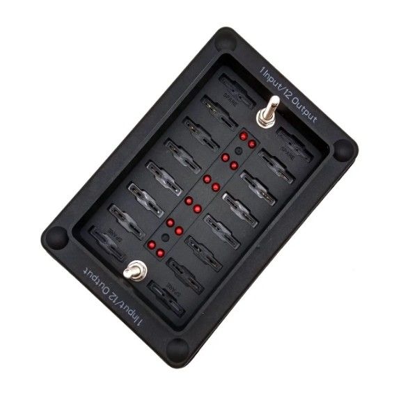 Auto ATO ATC Fuse Box Waterproof 12 Circuit Fuse Holder Sticker Label 12 In 12 Out Untuk Bus