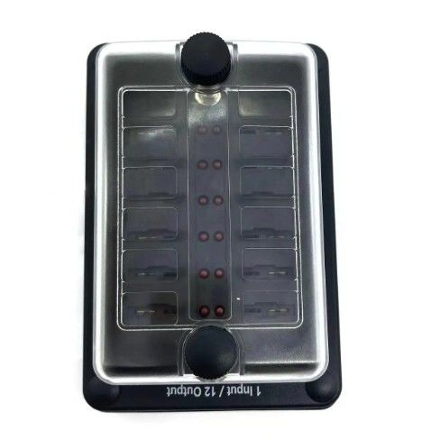 Auto ATO ATC Fuse Box Waterproof 12 Circuit Fuse Holder Sticker Label 12 In 12 Out Untuk Bus
