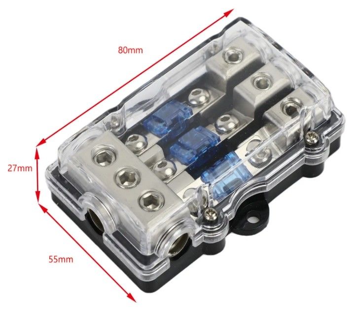 Dudukan Sekring Pisau ANL Mini Mobil 3 Arah Blok Distribusi Daya Audio Stereo Dudukan Panel Dudukan Sekring 60 Amp