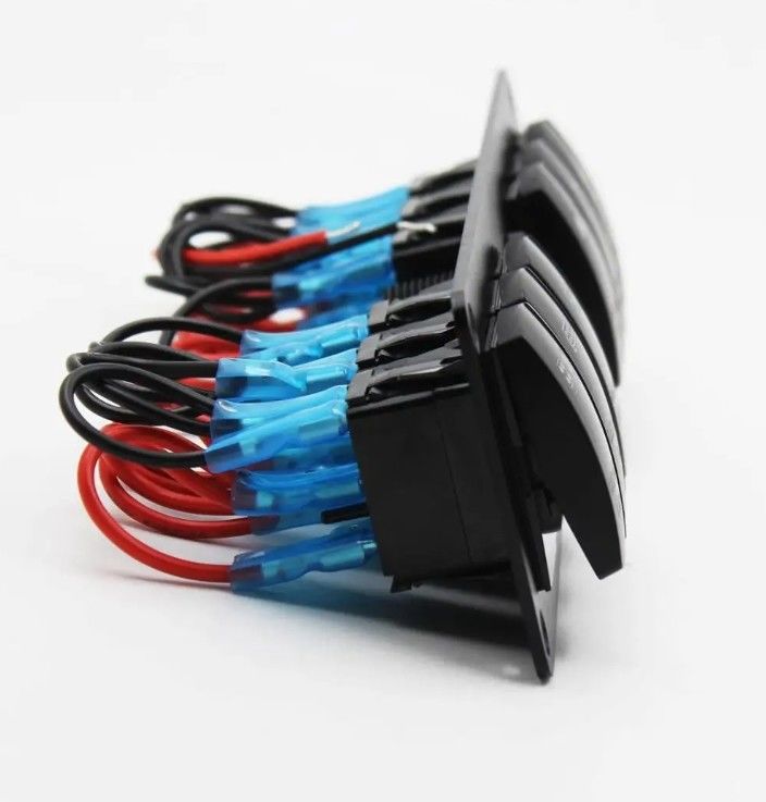 Color Voltmeter 6 Gang DC12V 24V Led On Off 5 PIN Rocker Switch Panel Untuk Karavan Automotive Marine