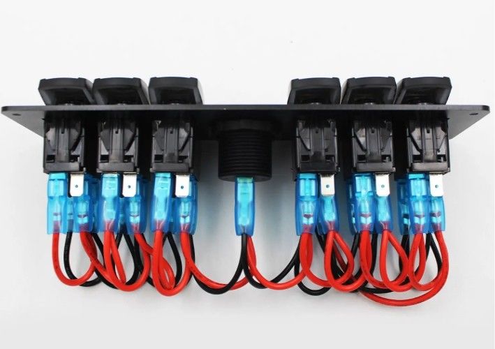 Color Voltmeter 6 Gang DC12V 24V Led On Off 5 PIN Rocker Switch Panel Untuk Karavan Automotive Marine