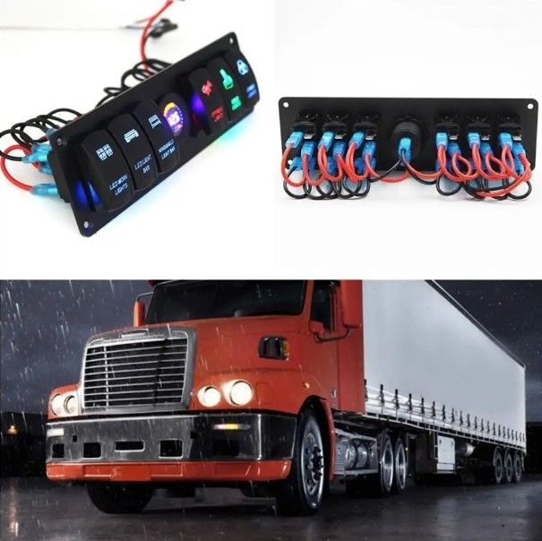 Color Voltmeter 6 Gang DC12V 24V Led On Off 5 PIN Rocker Switch Panel Untuk Karavan Automotive Marine