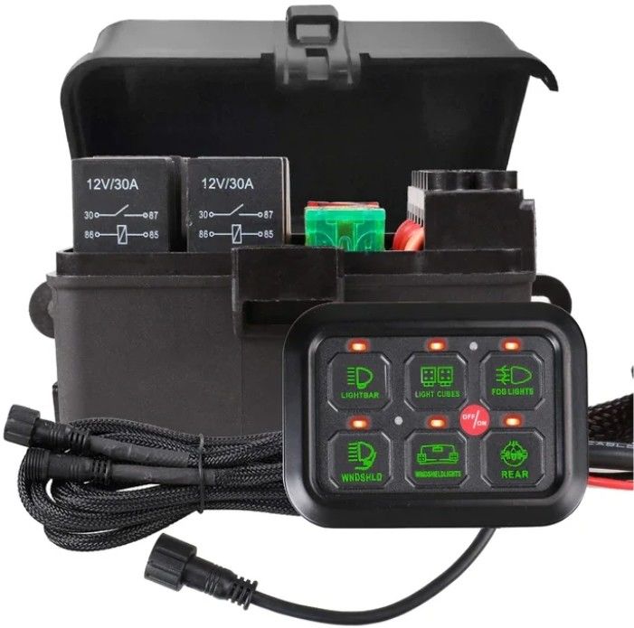 6 Gang 12V Led Switch Panel RGB Kit Otomatis Dimmable Universal Light Bar Controller Dengan APP