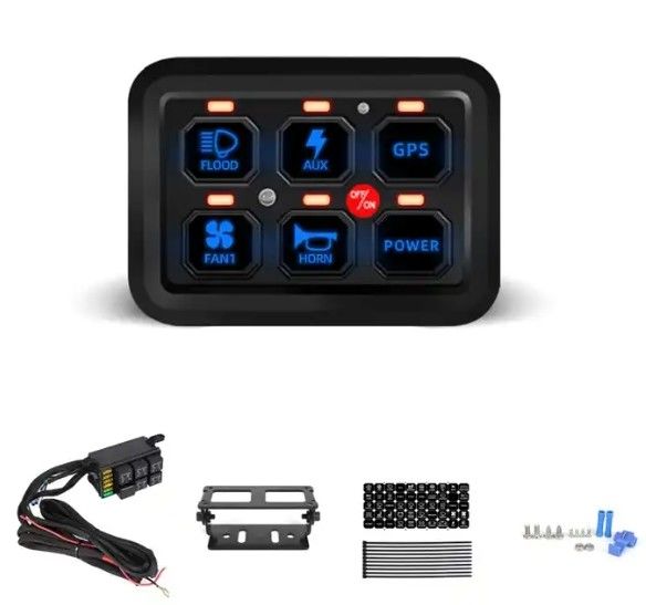 6 Gang 12V Led Switch Panel RGB Kit Otomatis Dimmable Universal Light Bar Controller Dengan APP