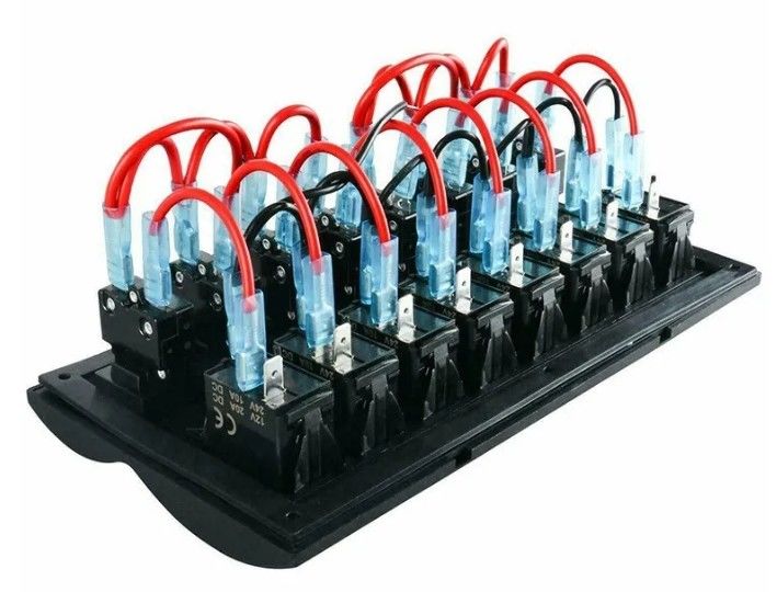 SEA BOAT SPLASSHIPROOF Switch Panel 8 GANG DENGAN LED INDIKATOR ROCKER AUTO sekring