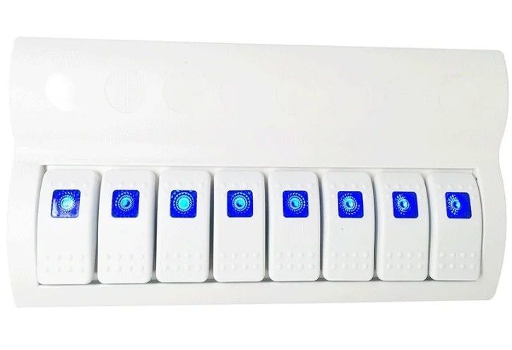 SEA BOAT SPLASSHIPROOF Switch Panel 8 GANG DENGAN LED INDIKATOR ROCKER AUTO sekring