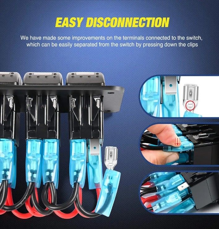 DC12V 24V 3 Gang Red LED Light Rocker Switch Panel Box Dengan Dual 4.8A USB Charger Voltmeter Untuk Mobil Marinir Truk Kapal