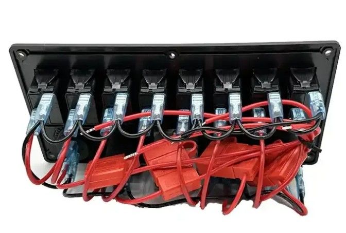 12V 8 Way Gang Rocker Switch Panel Dengan W / 50A Dual Anderson Plugs Aksesoris Power Socket & Dual USB