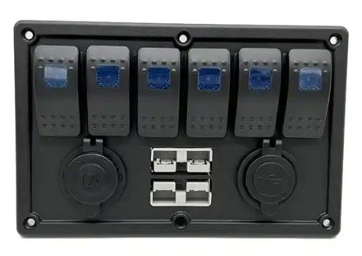 12V 8 Way Gang Rocker Switch Panel Dengan W / 50A Dual Anderson Plugs Aksesoris Power Socket & Dual USB