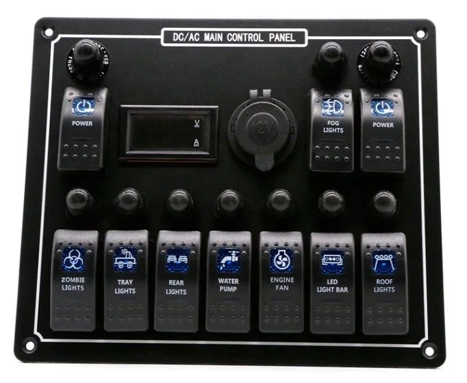 10 Gang Switch Panel USB Fast Dual Charger Socket Panel Dengan Light Multi Function Boat Switch Panel Sistem Daya Laut