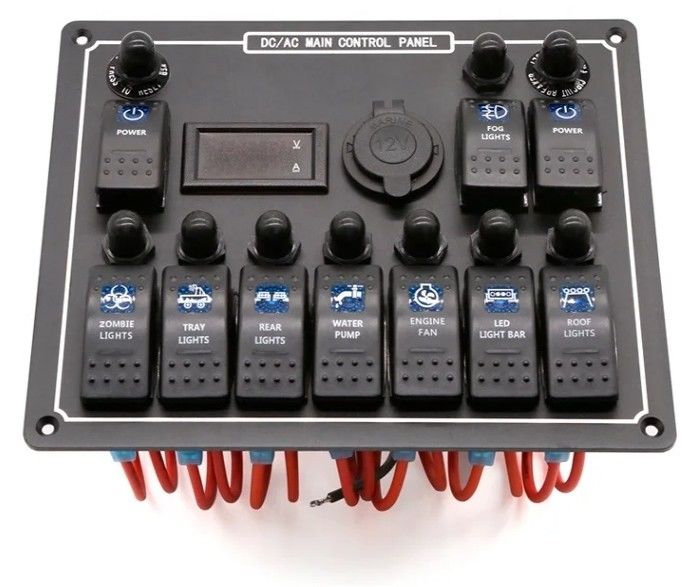 10 Gang Switch Panel USB Fast Dual Charger Socket Panel Dengan Light Multi Function Boat Switch Panel Sistem Daya Laut