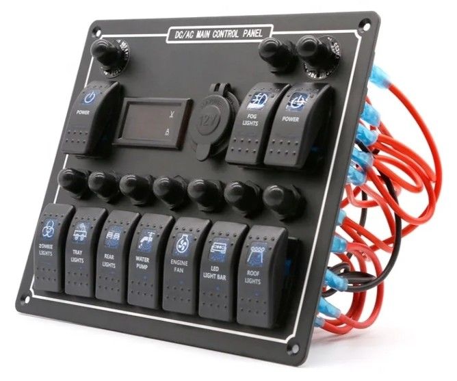 10 Gang Switch Panel USB Fast Dual Charger Socket Panel Dengan Light Multi Function Boat Switch Panel Sistem Daya Laut