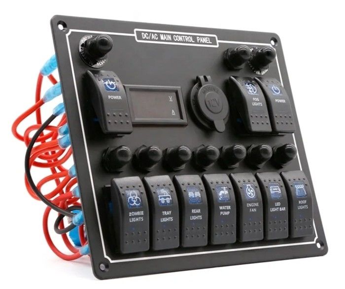 10 Gang Switch Panel USB Fast Dual Charger Socket Panel Dengan Light Multi Function Boat Switch Panel Sistem Daya Laut