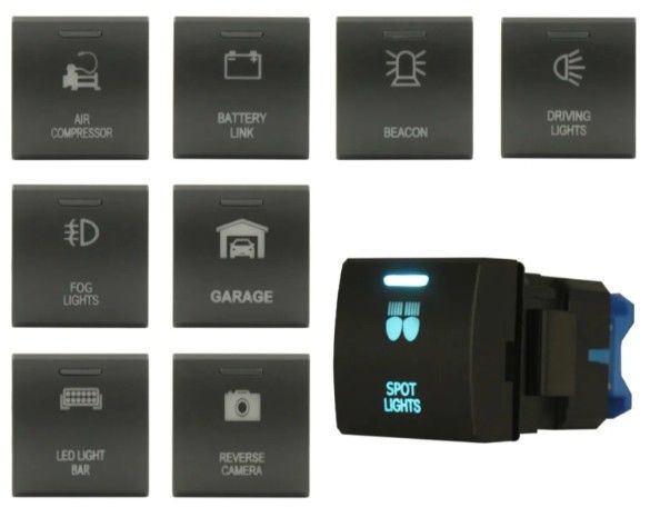 Custom Logo DC 12V 3A REVERSE CAMERA LED Push Button Switch Untuk Toyota Square Landcruiser Prado