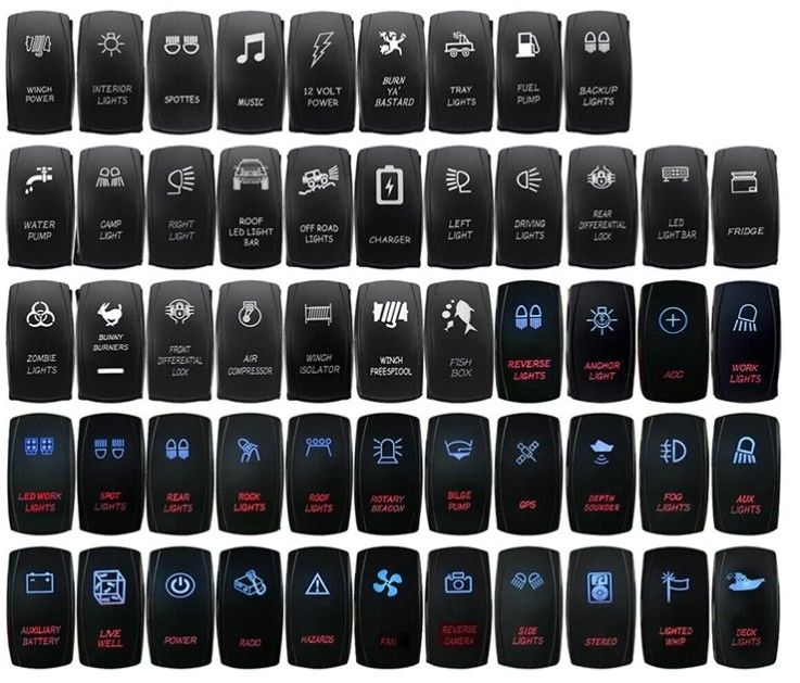 12V 24V Oem Disesuaikan Simbol Laut Led Waterproof 24 Volt Laut 4 Pin 5Pin Onoffon Rocker Switch