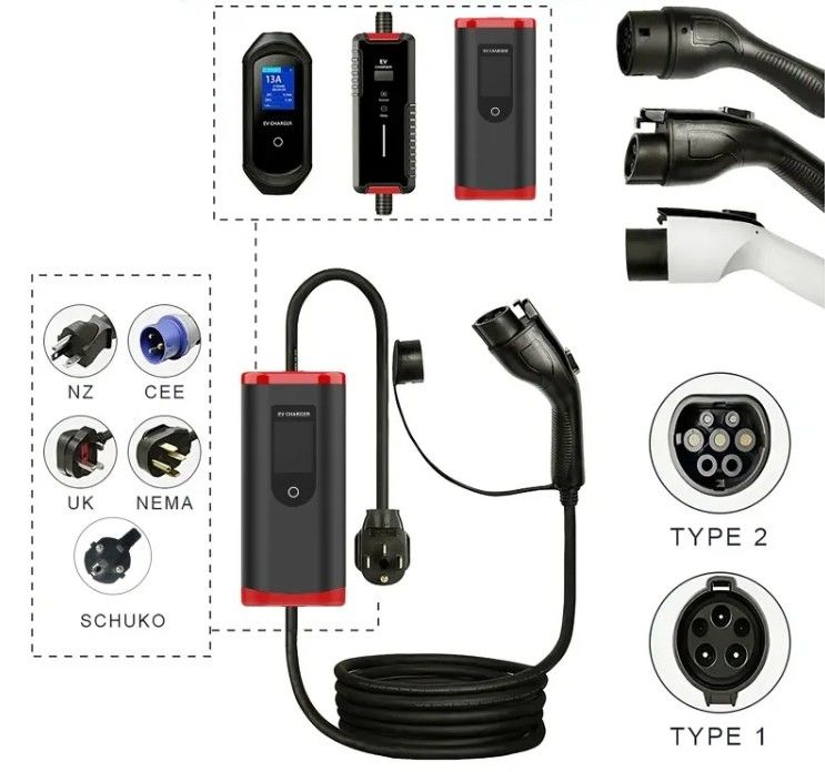 Disesuaikan IP65 16A-40A Disesuaikan SAE J1772 Tipe 1 Portable EV Car Charger Portable Charging Station