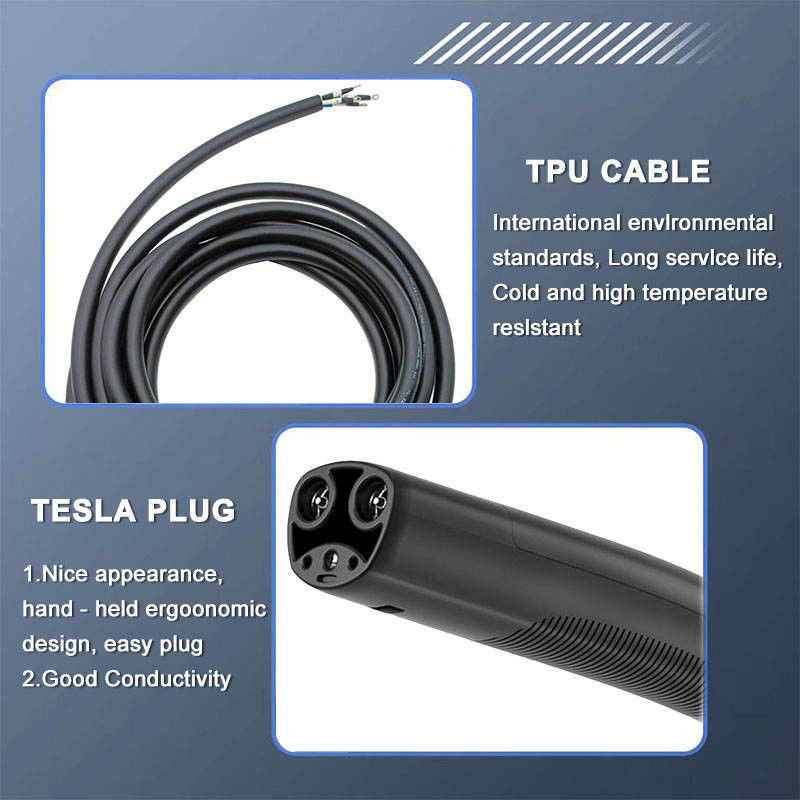 Tesla NACS Colokan 5M 7m 10m Kabel SAE J3400 Colokan-Terbuka Kabel Pistol Pengisian EV