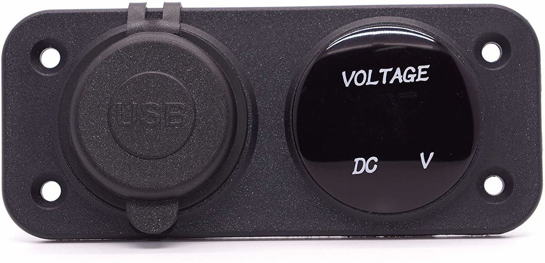 DC 12V 24V LED Digital Voltmeter Dual USB Outlet Power Socket Panel 3.1A Pengisi daya