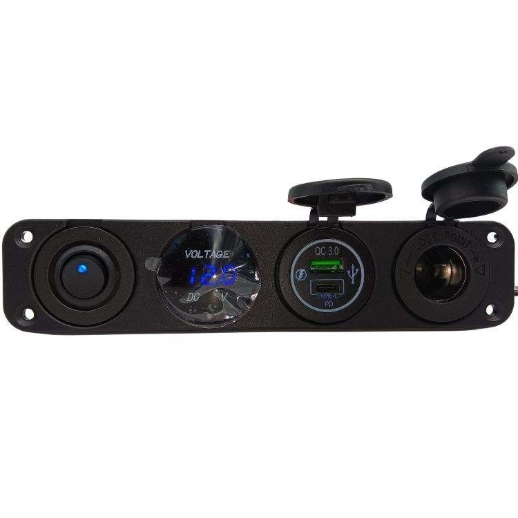 4 In 1 Voltmeter Otomotif Dual USB 12V Car Cigarette Lighter Voltage Meter Dengan Switch