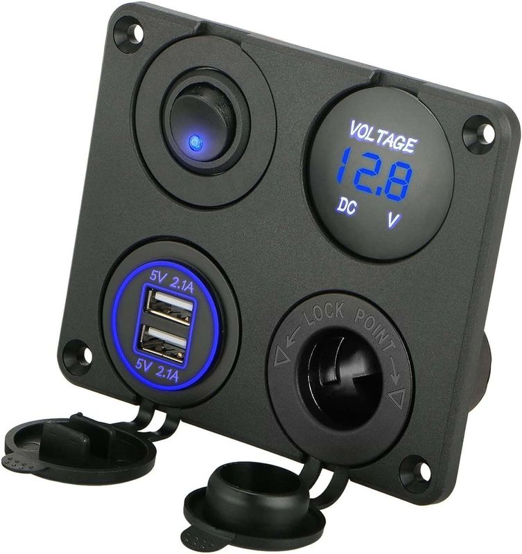 Custom Automotive Switch Panel Cigarette Lighter Socket & LED Terang ON Off Rocker Toggle Switch