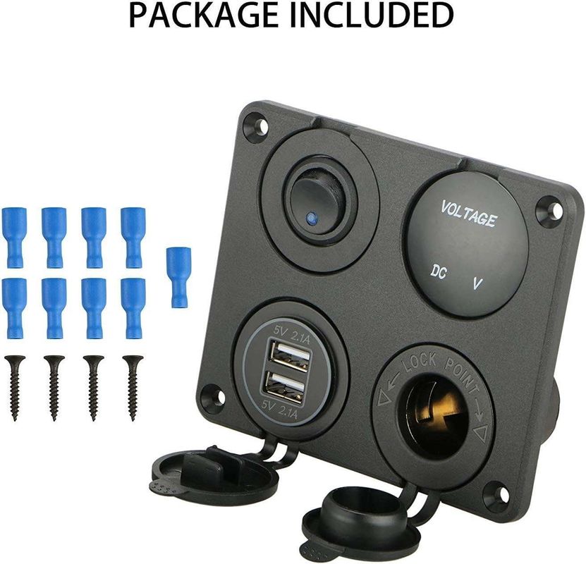 Custom Automotive Switch Panel Cigarette Lighter Socket & LED Terang ON Off Rocker Toggle Switch