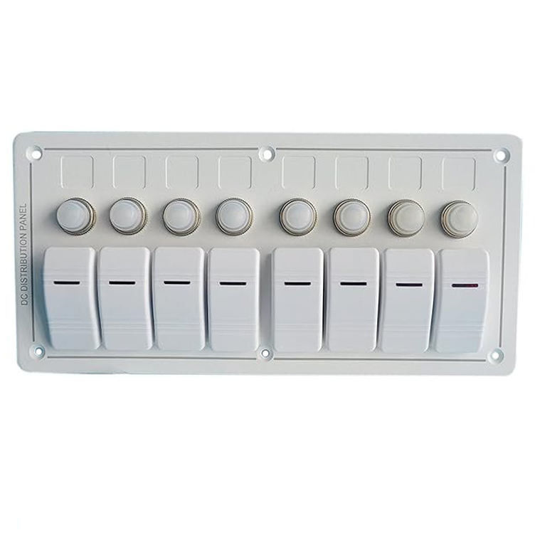 12-24V 6 Gang Boat Switch Panel Biru LED Rocker On-Off Opsional pemutus sirkuit