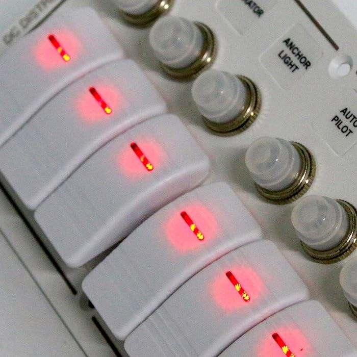12-24V 6 Gang Boat Switch Panel Biru LED Rocker On-Off Opsional pemutus sirkuit