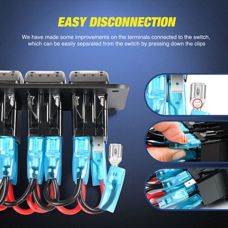 DC12V 24V 3 Gang Red LED Light Rocker Switch Panel Box Dengan Dual 4.8A USB Charger