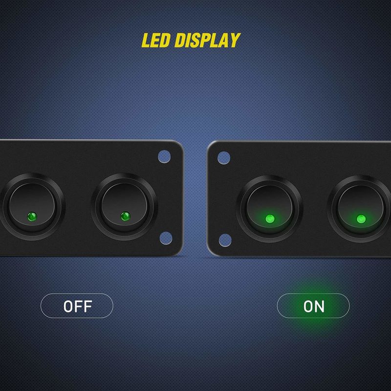 5 Gang Rocker Switch Panel 20A 3 Pin On Off 12V Green Toggle Switch Untuk Mobil Truk Kapal