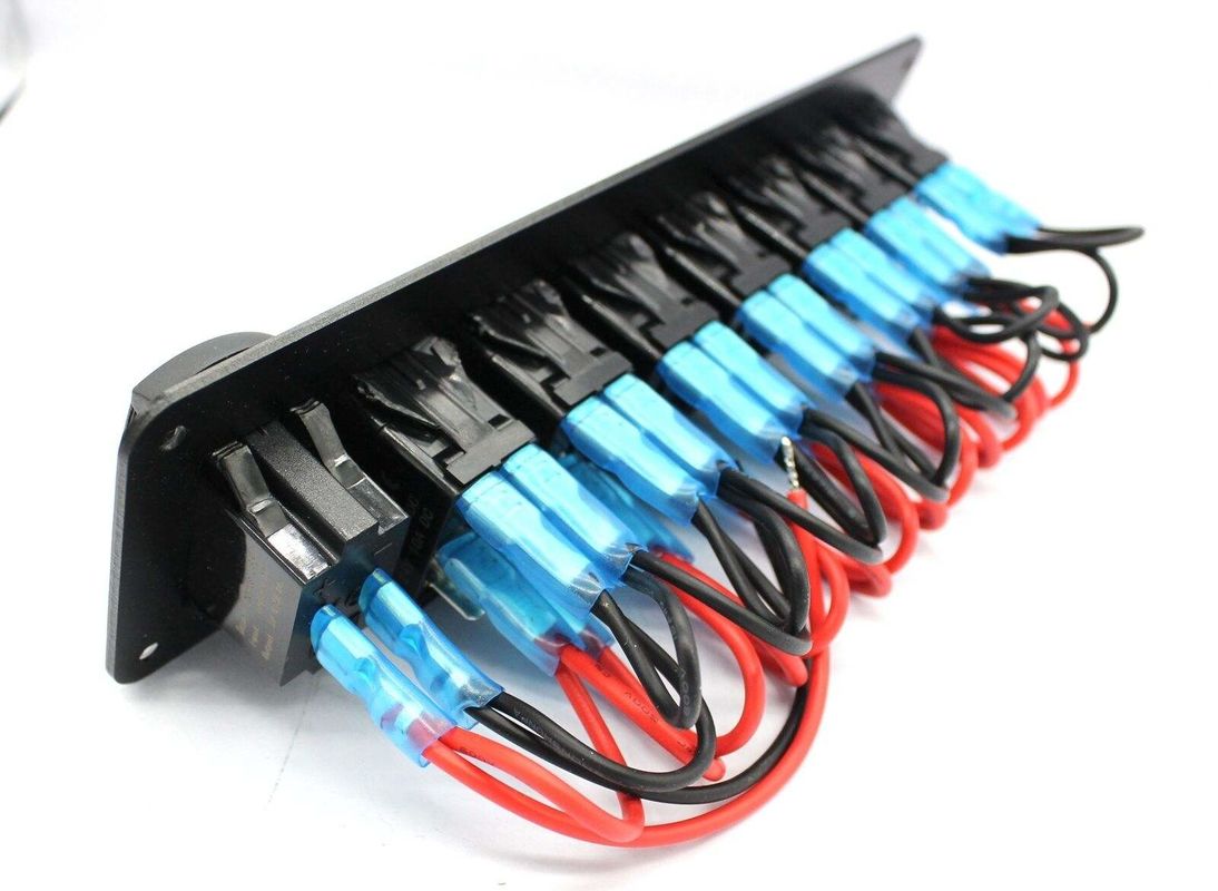 DC 12V 7 Gang Rocker Switch Panel Dengan 4.8 Amp Dual USB Charger LED