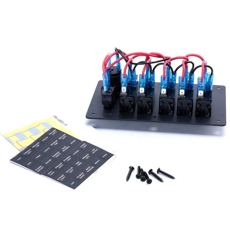 DC 12V 6 Gang Rocker Switch Panel Dengan Lampu Merah LED Untuk Perahu Mobil
