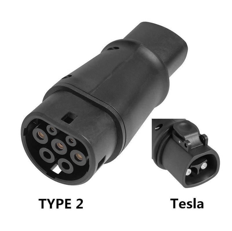 Adaptor pengisi daya Tesla To Type2 60A max Konektor 14kw Ev Plug Pengisian cepat
