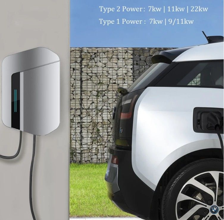 Komersial AC Wallbox Charger 7kw Ocpp1.6 Ac Ev Wallbox Stasiun Pengisian Mobil Listrik untuk TESLA NACS